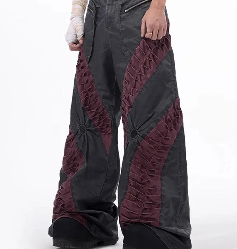 Retro keel casual sports trousers in viscose rayon fabric, showing straight hem design and solid colour option