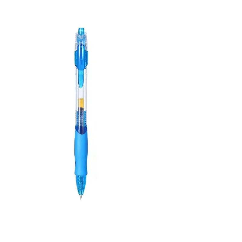 A black, blue, or red gel pen with a 0.5mm fine point tip and plastic body.