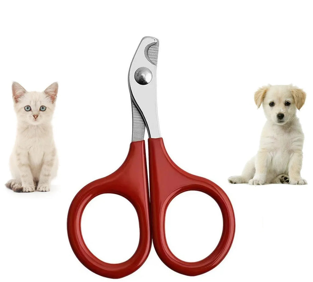 Professional pet nail clippers with stainless steel blade and coloured anti-slip handle.