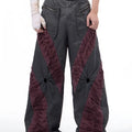 Retro keel casual sports trousers in viscose rayon fabric, showing straight hem design and solid colour option
