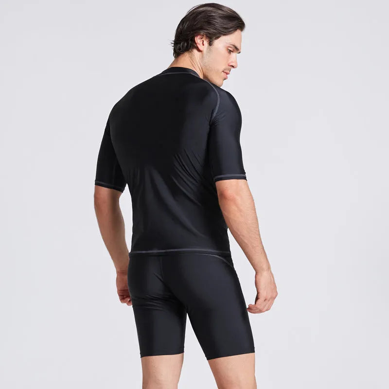 Men's half sleeve quick-dry wetsuit for snorkeling and surfing with matching swim pants