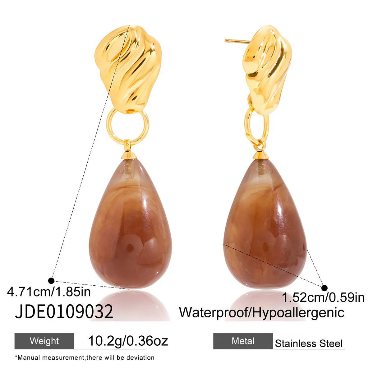 Antique style resin earrings geometric quadrilateral electroplated finish women eight colour options