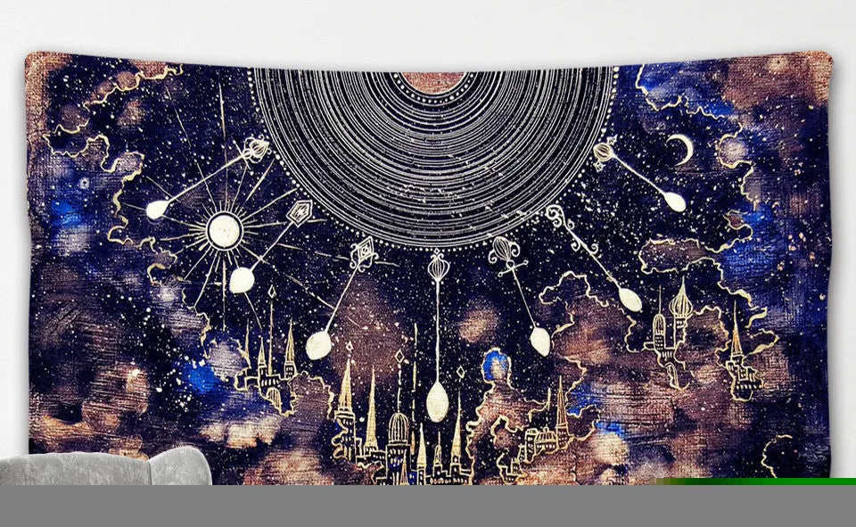 Polyester tapestry wall hanging with Nordic pattern in one of four available sizes from 150x100cm to 230x180cm