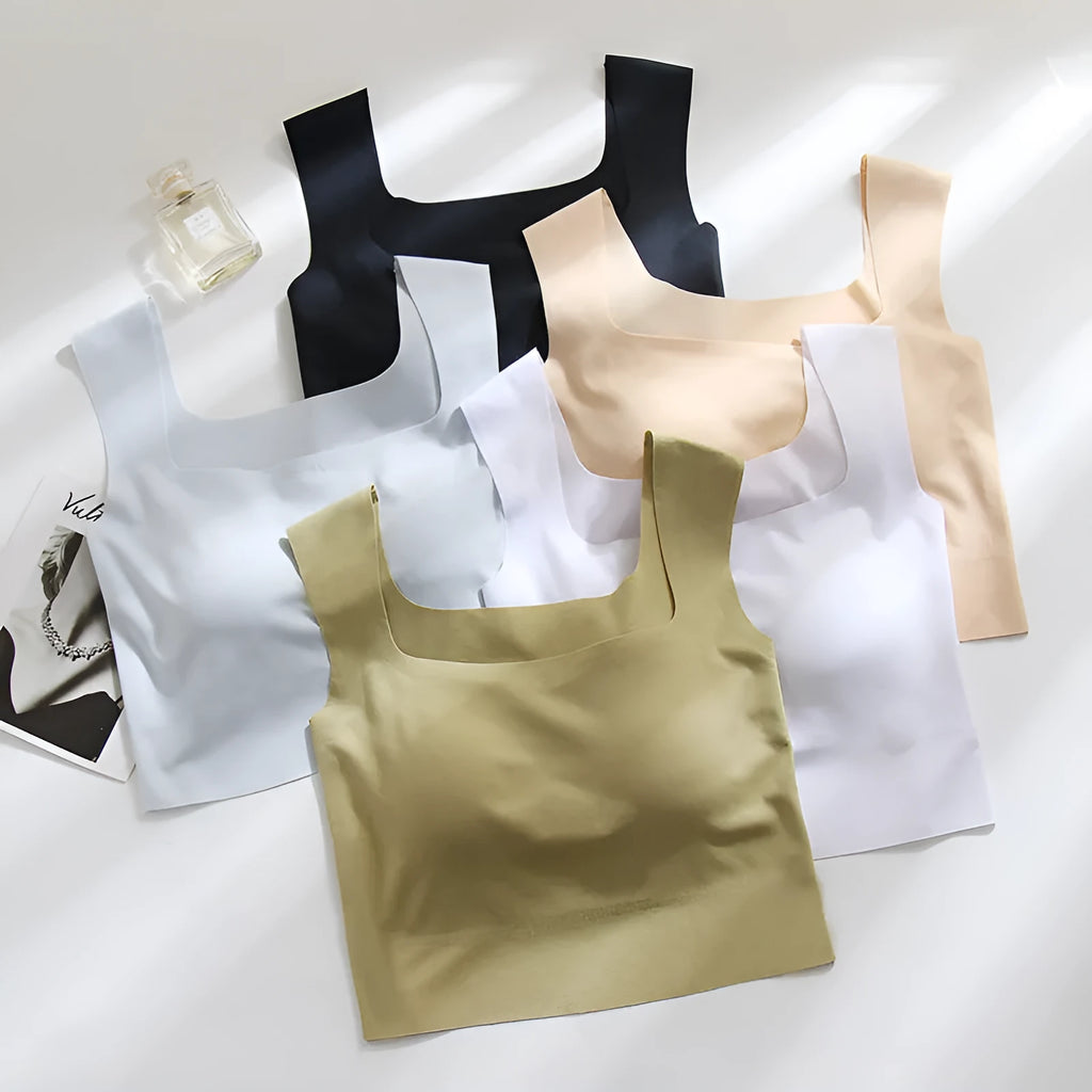 Women's seamless non-marking sling vest with chest pad in light sports style