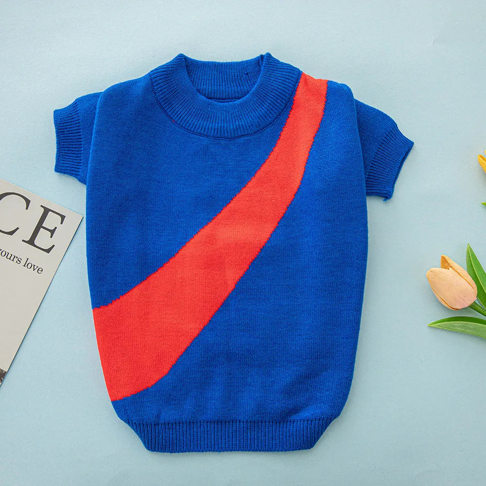 Wool pet sweater for dogs in six colours including orange red and sapphire blue
