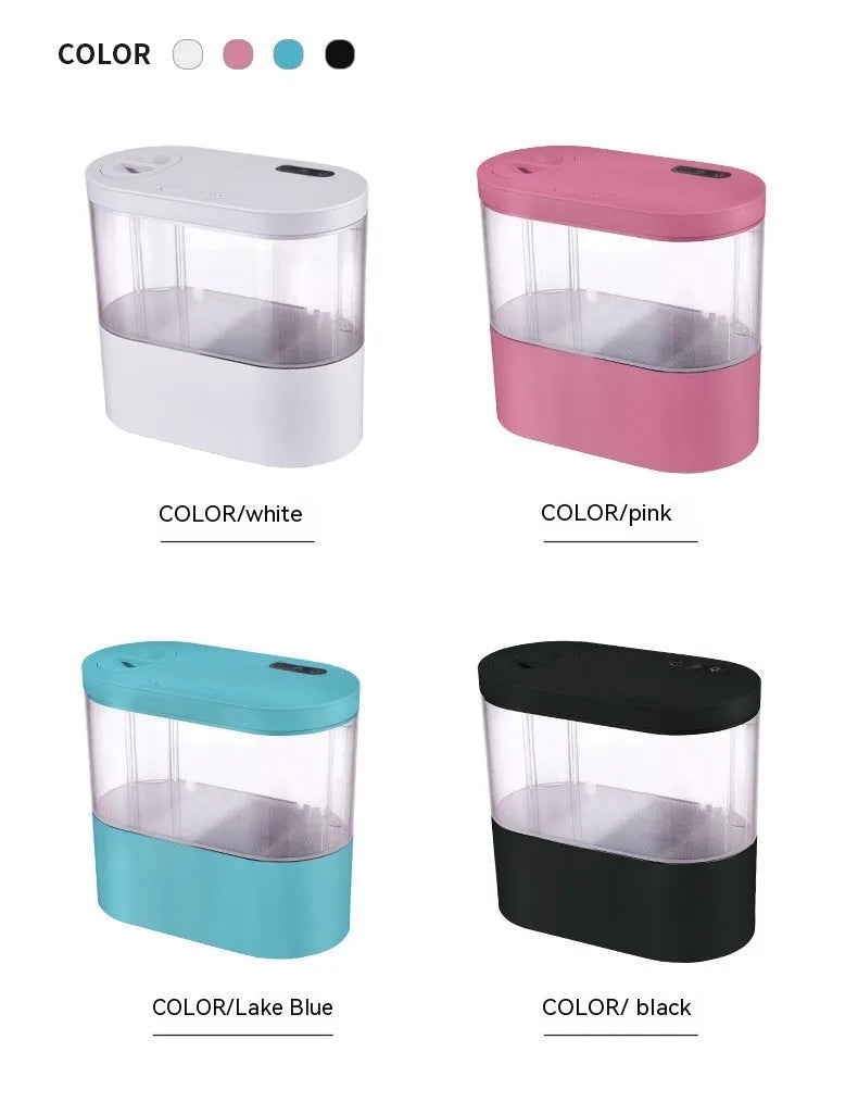 Desktop self-circulation mini aquarium with LED light and USB pump in black plastic