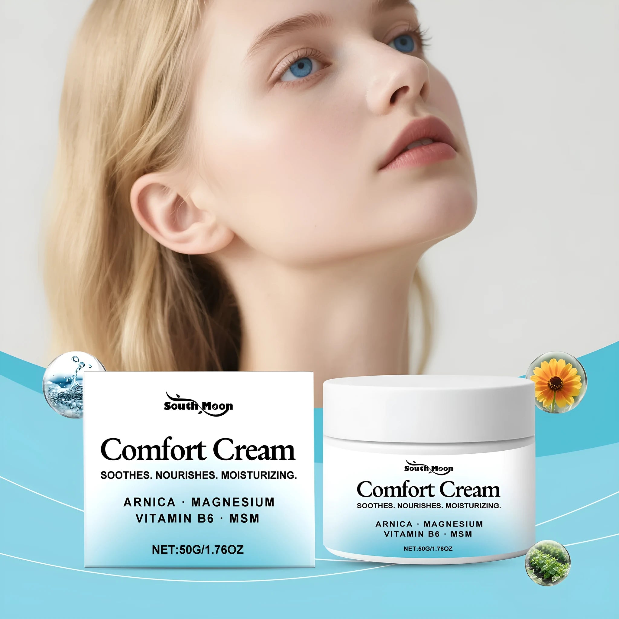 50g jar of gentle hydrating body moisturising cream with shanjinchehua