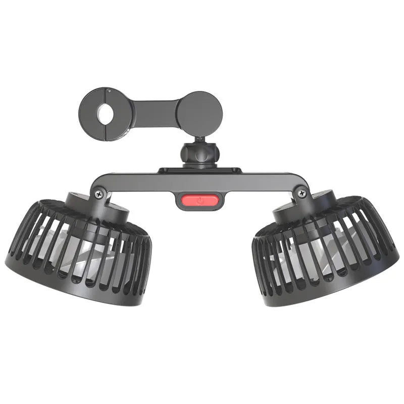 Black car USB rear pillow single head fan with adjustable wind controls for vehicle use