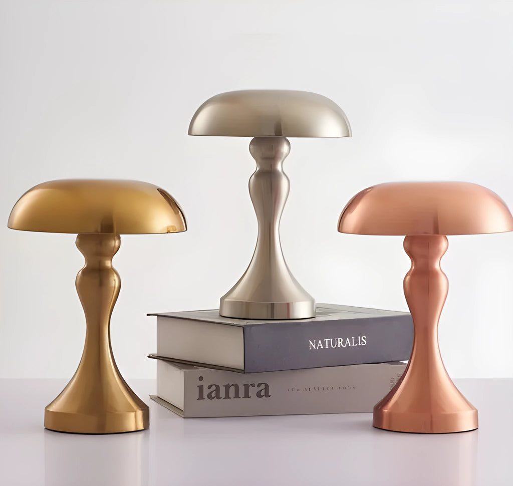 Metallic desk lamp with touch control and USB charging cable