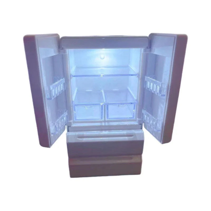 White miniature candy shop plastic model with LED light, 11.4 cm tall.