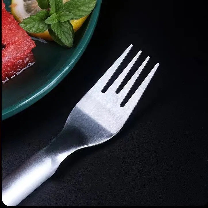 Stainless steel watermelon slicer with fork head showing 26cm length