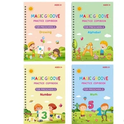 Children's English groove magic practice pen with notched post design and ten refill tips