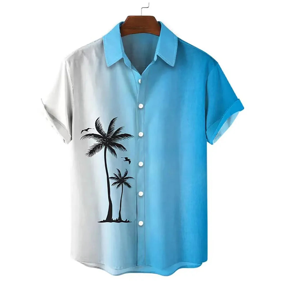 Men's Hawaiian summer shirt with colourful 3D printed pattern and short sleeves