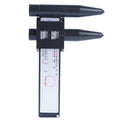 Plastic digital hole distance measuring tool with electronic caliper display, shown with dimensions.
