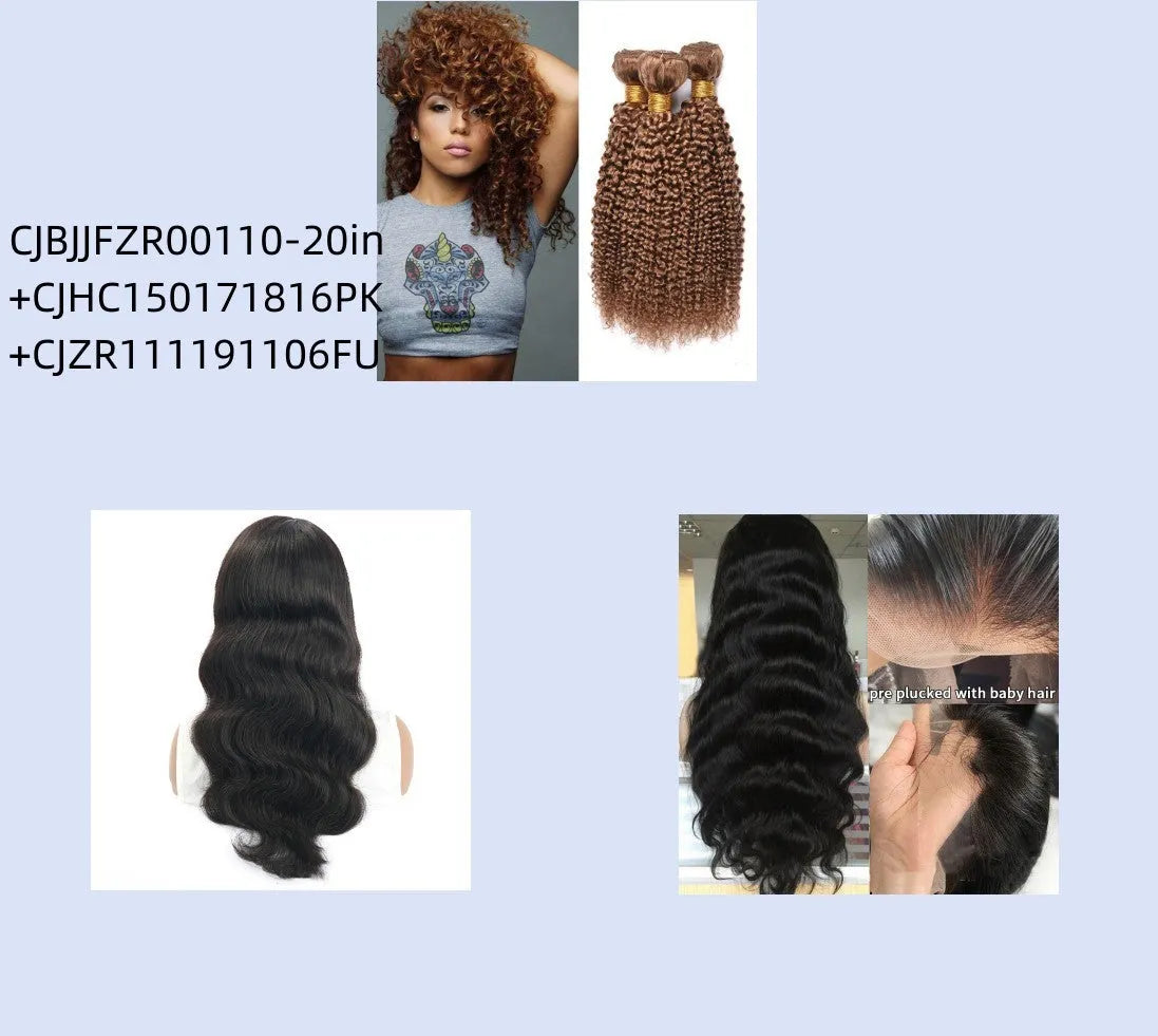 Kinky curly wave human hair wig medium length 10 to 24 inches mechanically processed