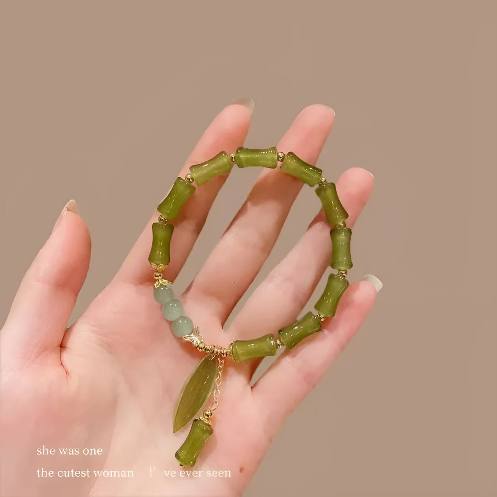 Chinese style glass bracelet with bamboo joint design elements in multiple colour options