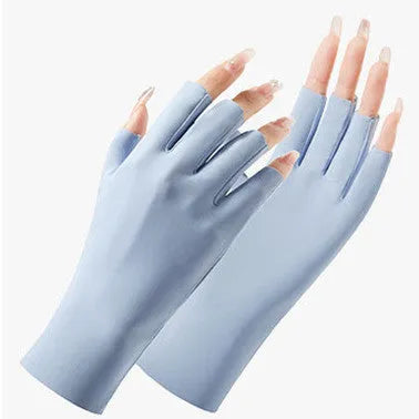 Thin women's sunscreen ice silk gloves UPF50+ for driving and outdoor sun protection