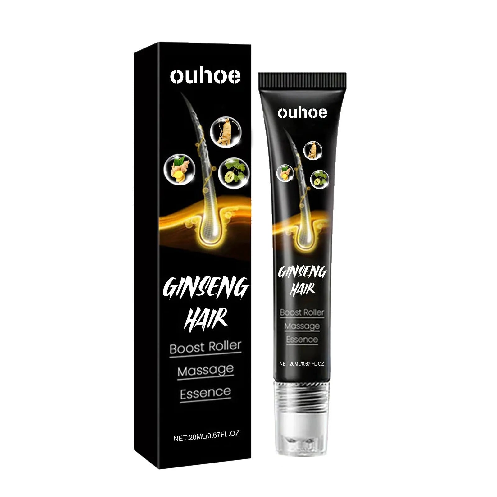 Ginseng Gentle Moisturizing Scalp Hair Massage Ball with 20ml botanical essence bottle