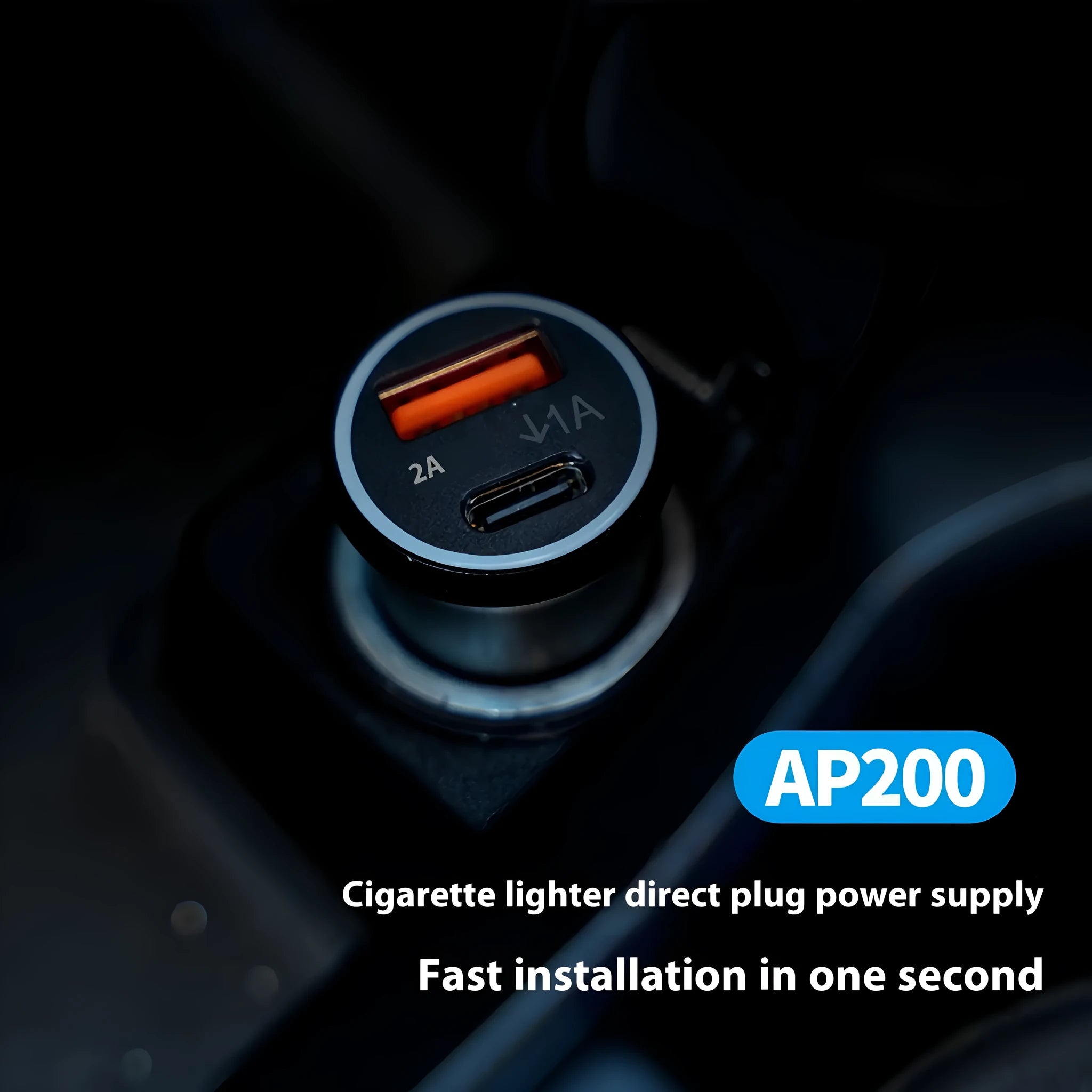 Black ABS plastic car charger GPS locator tracker unit for plugging into a vehicle's 12V socket.
