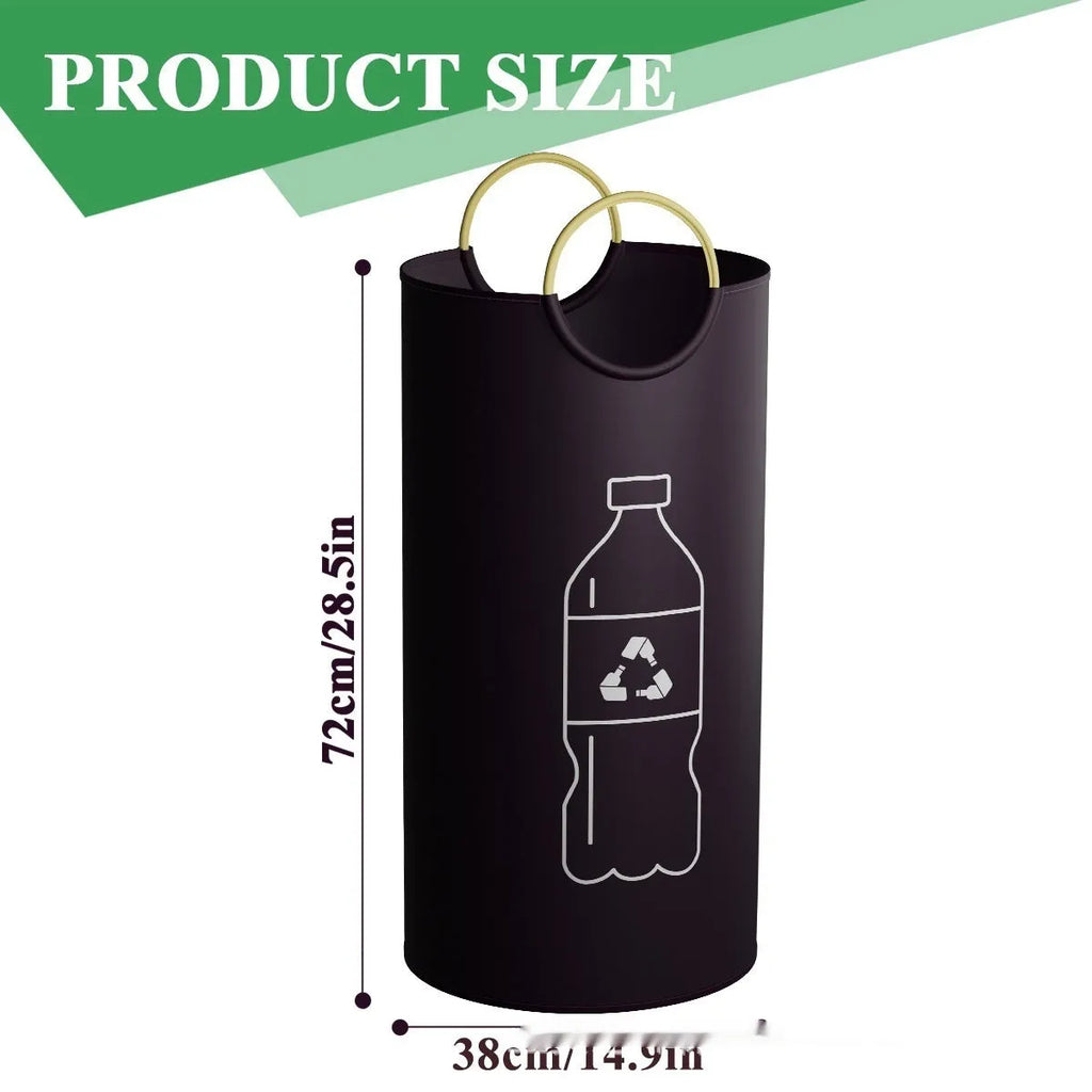 Round portable PP plastic trash can measuring 38x72cm with pattern and plain colour options