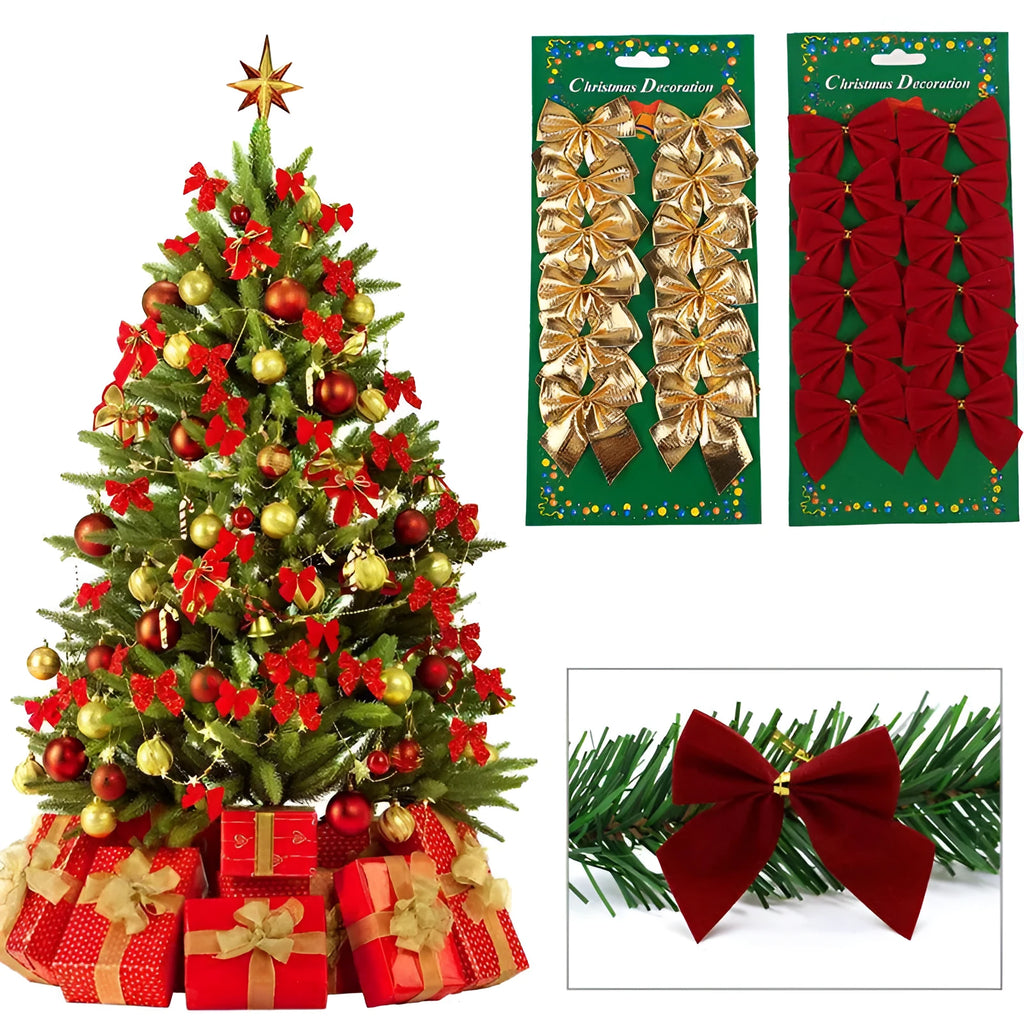 5 cm Christmas decoration bow in metallic colours for tree ornamentation and festive décor