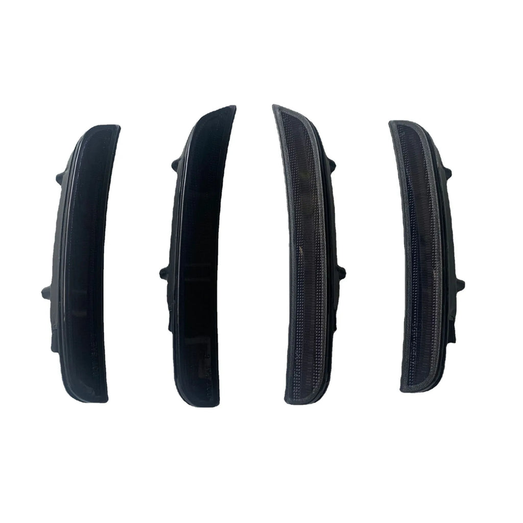 Dodge Challenger side turn signal light replacement kit for 2015-2020 models, showing yellow front and red rear lights.