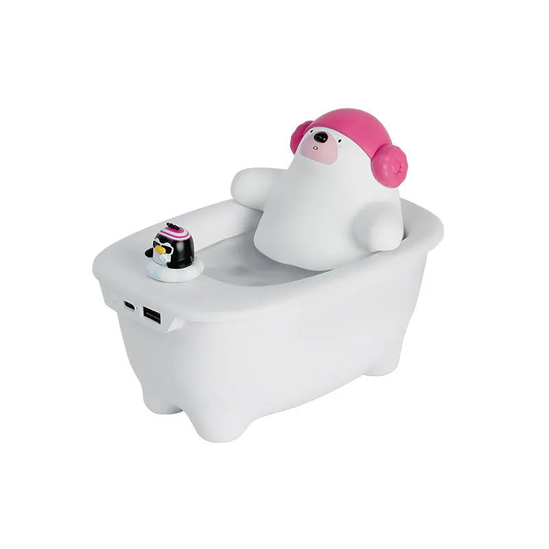 White USB desktop air humidifier with 550ml transparent water tank showing nano mist output