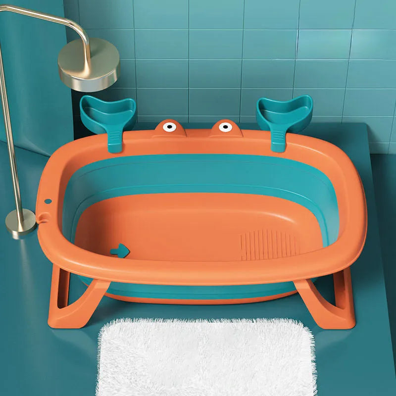 Blue foldable pet bathing tub for small animals with collapsible design