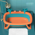Blue foldable pet bathing tub for small animals with collapsible design