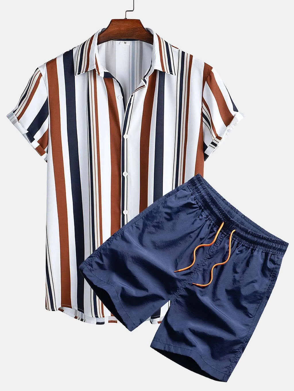 Men's casual digital print shorts suit with matching shirt, shown in colour Suit 52.