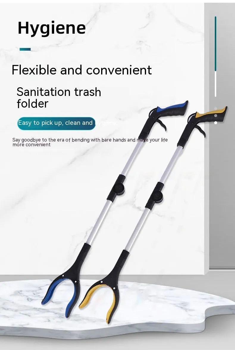 Foldable aluminium garbage clamp with magnet sucker showing blue handle colour