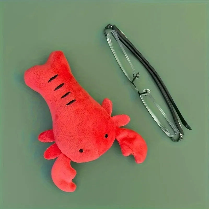 Red lobster crab shaped squeaky stuffed chew toy for small and medium sized dogs