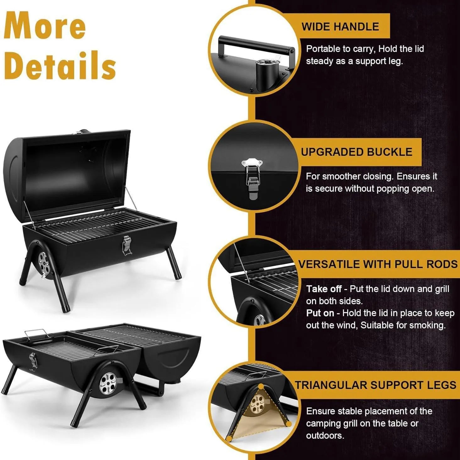 Small metal folding desktop charcoal barbecue with a grill