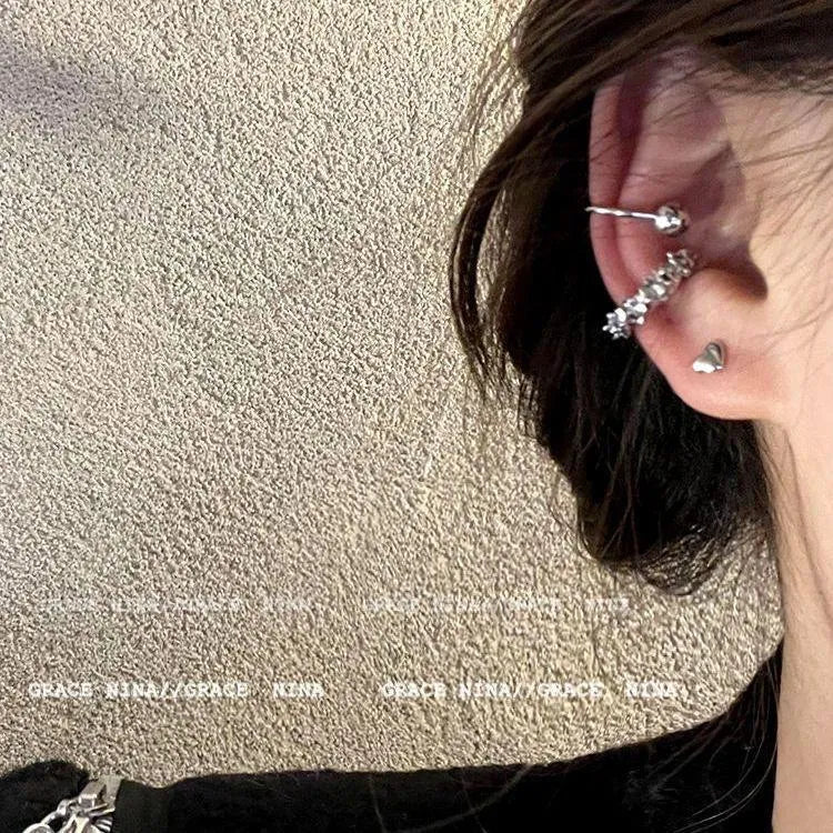 Alloy ear clip earrings with irregular frosty geometry shape and double clip mechanism