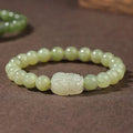 Women's grey Hetian jade ethnic bracelet with polished beads in 6mm, 8mm or 10mm sizes
