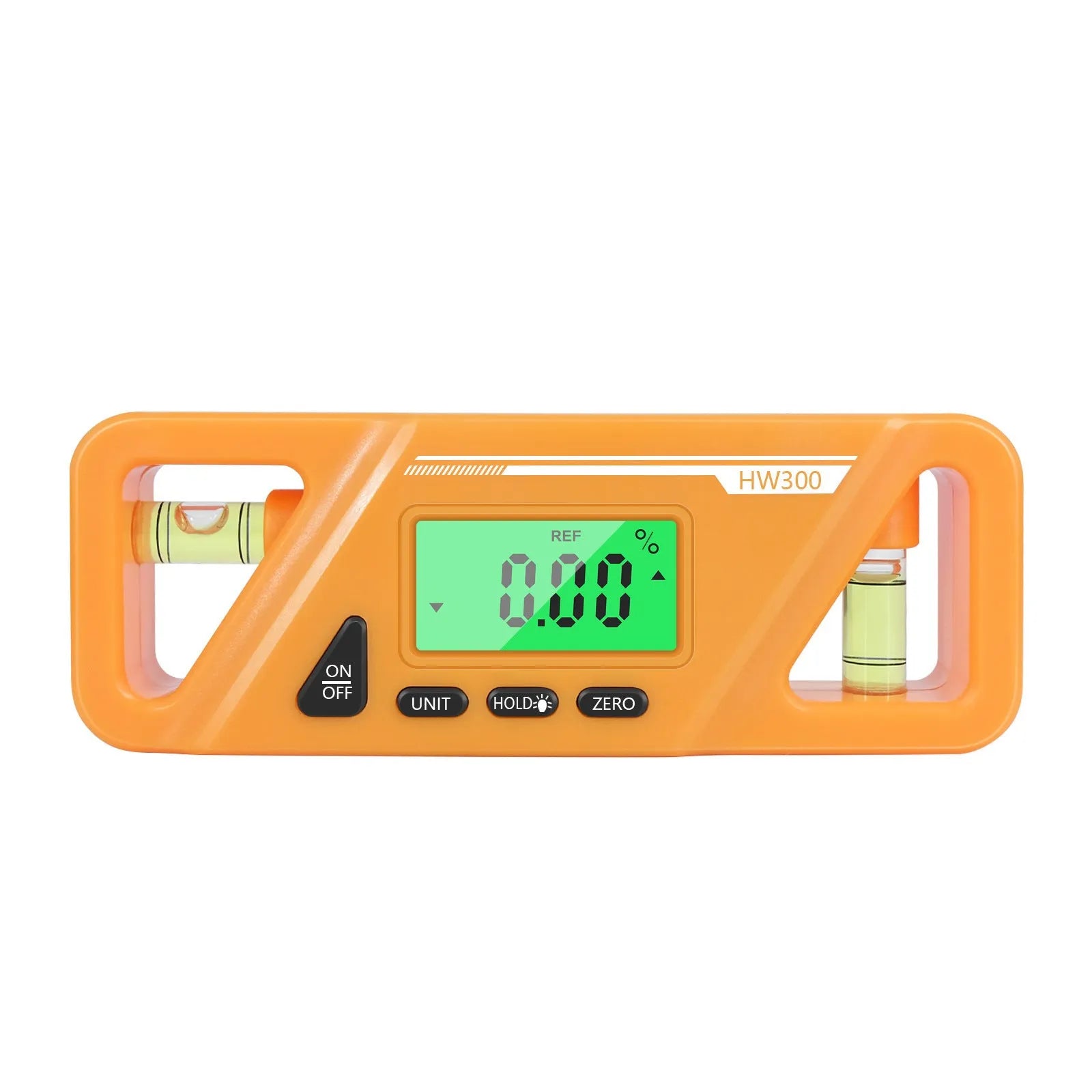 Digital magnetic inclinometer level meter on a metal surface showing angle reading on display.