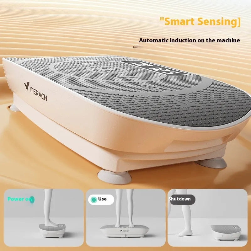 Portable grey smart power plate MR-2398 with dimensions 58x38x16cm showing Bluetooth connectivity and US electrical plug