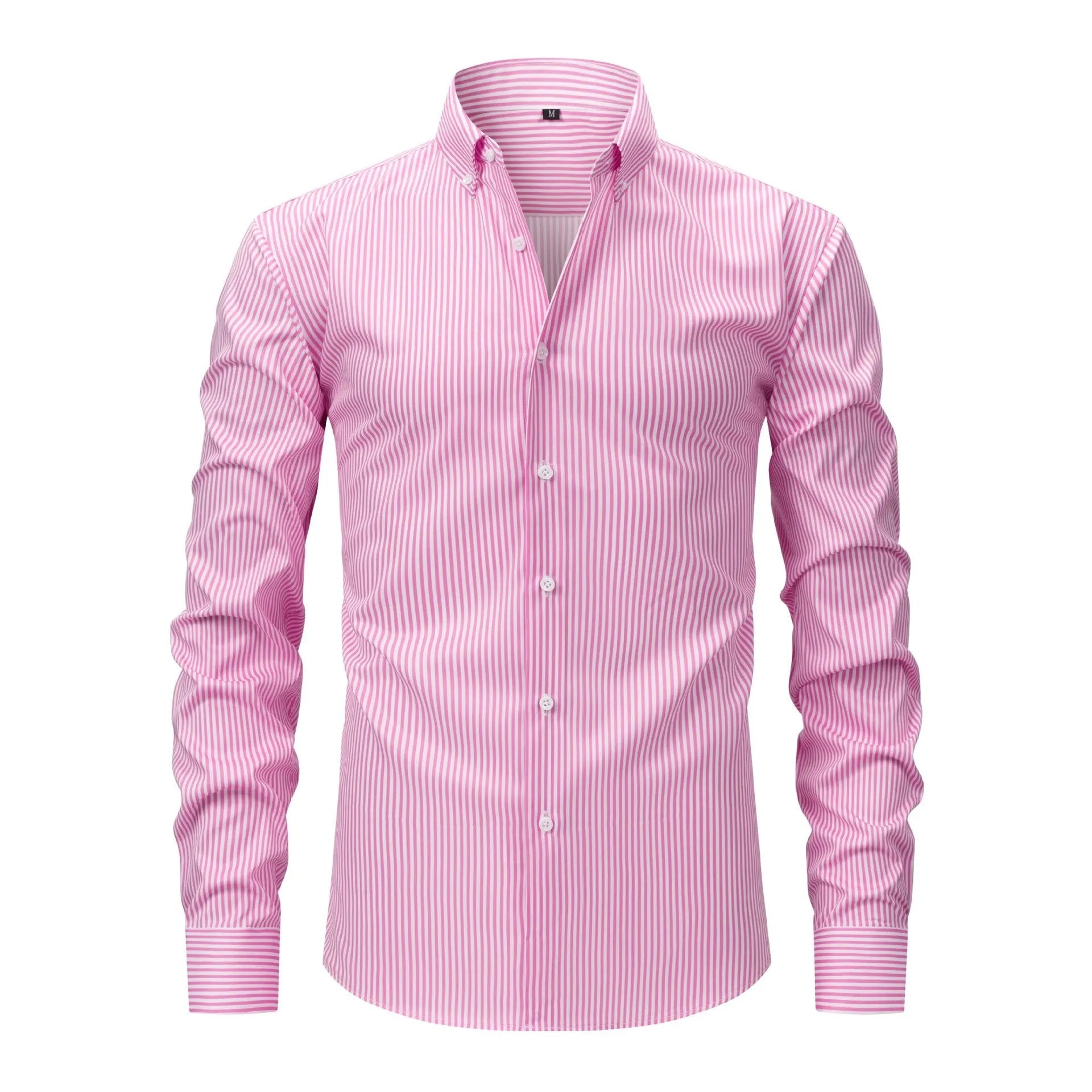 Men's striped business casual shirt with lapel collar in multiple colour options