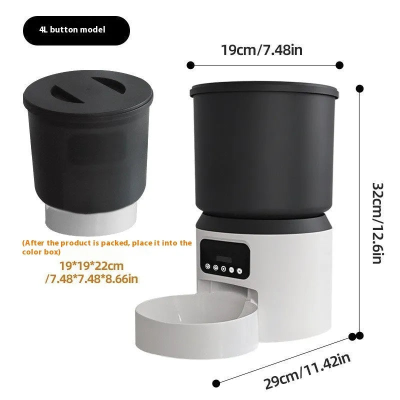 4-litre smart pet feeder with control panel and stainless steel food bowl.