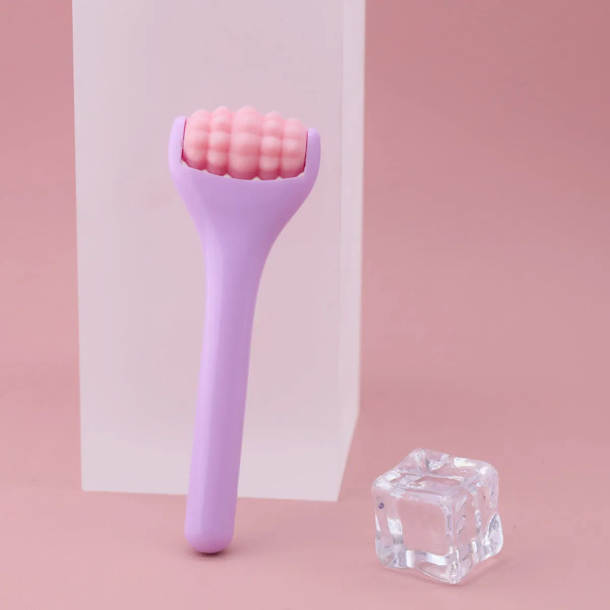 Ice roller eye cream stick 8cm cold compress tool with stainless steel head in pink colour