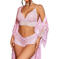 Ladies lace underwear set in apricot colour showing front detail, made from soft polyester fabric.