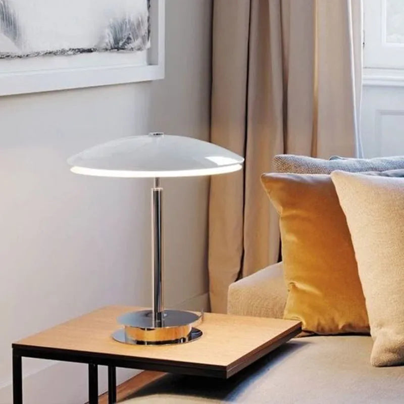 Black mushroom wrought iron bedside table lamp metal shade 400x450mm simple design