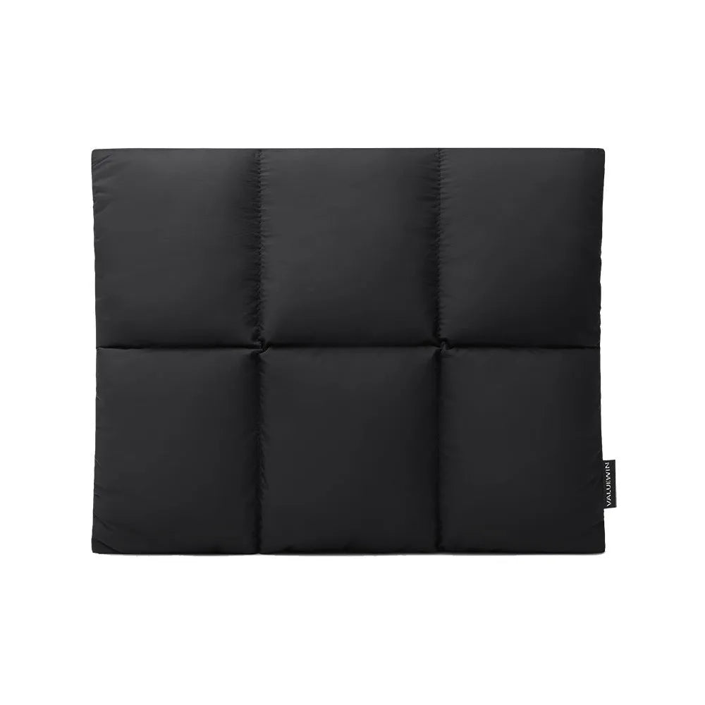 Soft fluffy laptop sleeve in black and khaki colours for 13-15.6 inch laptops with sewing thread detail