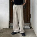 Army green polyester leisure trousers for men with drawstring waist and Japanese-inspired design