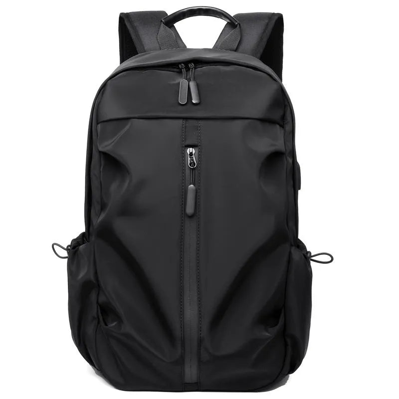 Urban minimalist men's backpack memory cloth gray colour fold-over design 45cm height