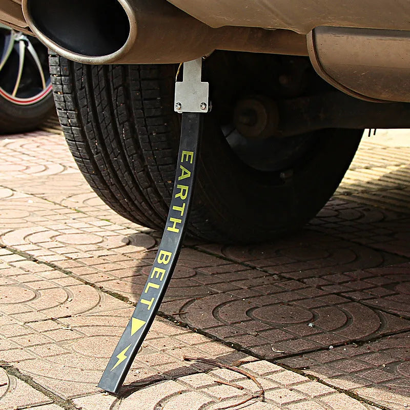 Black car electrostatic grounding chain with copper wire, measuring 370mm in length.