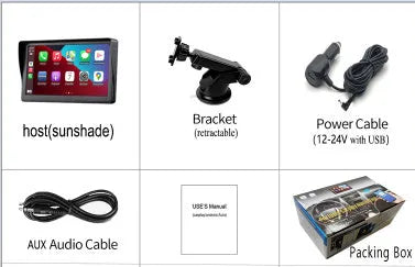 7-inch portable car smart display with wireless Carplay mounted on windshield