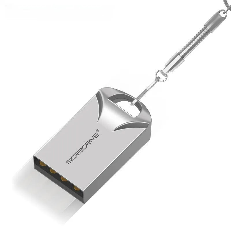 Compact black or silver metal USB flash drive with capacity options from 4GB to 128GB