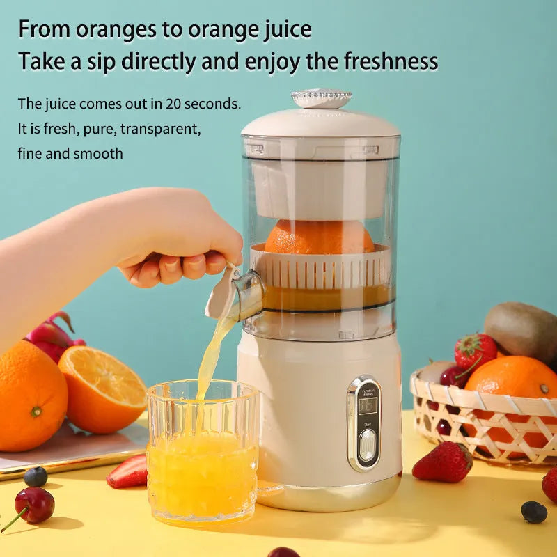 Portable electric juicer with pulp separation, 600ml capacity, ABS body, in beige colour
