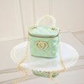 PVC bucket-shaped gel bag for women with a heart pattern, shown in apricot colour.